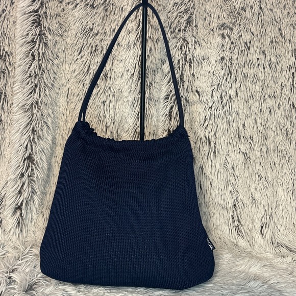 THE SAK Elliott Lucca Navy Crochet Bag Double Handle Lightweight Packable Lined - Picture 5 of 12